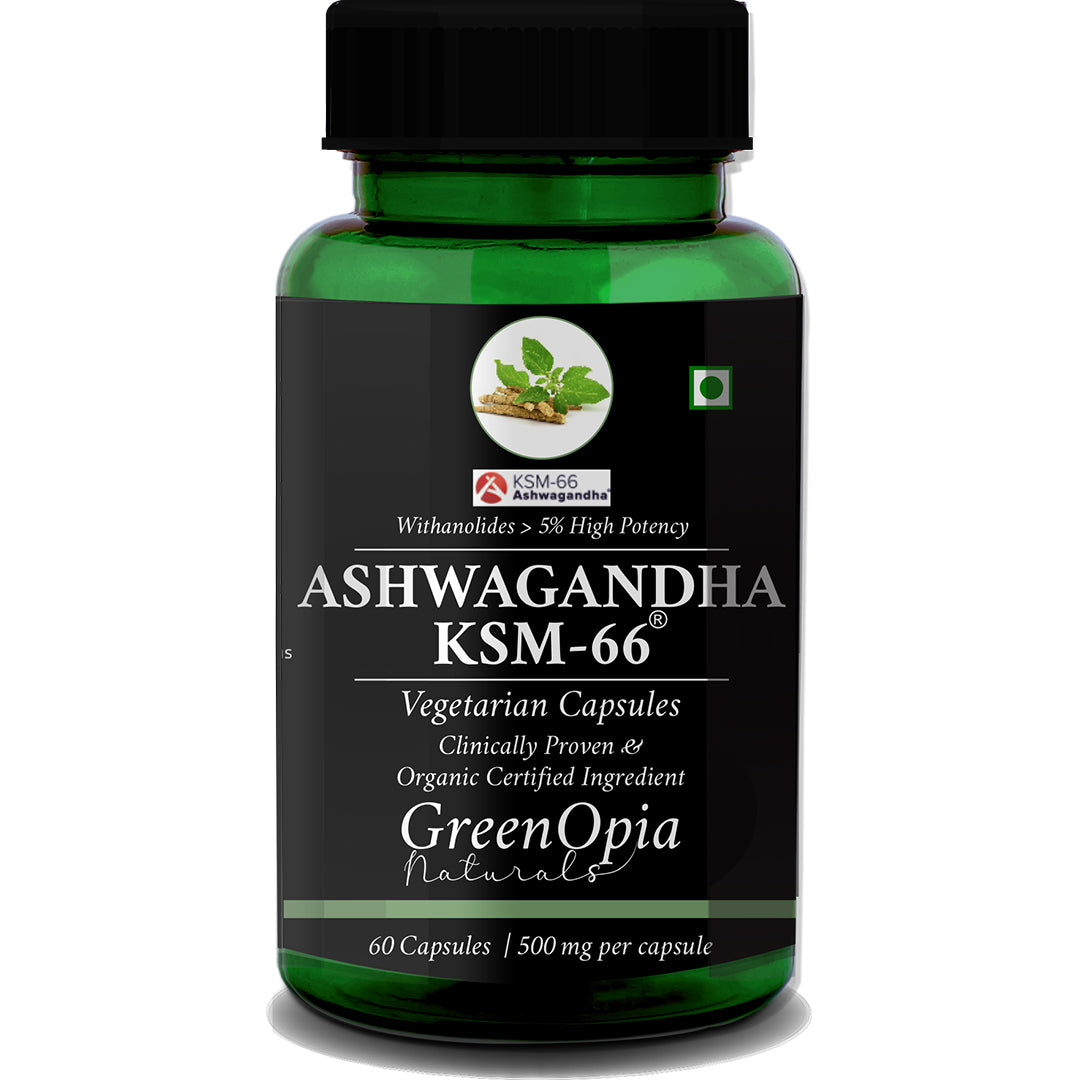 Ashwagandha Extract (Withania Somnifera) Supplement, KSM 66, 500mg - 60 Vegetarian Capsules