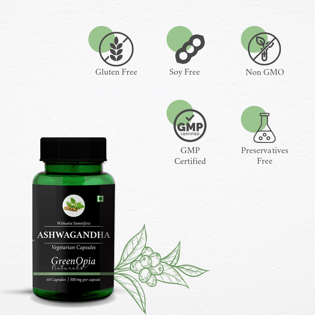 Ashwagandha Extract (Withania Somnifera) Supplement, Immunity Boosters &amp; General Wellness, 500mg - 60 Vegetarian Capsules