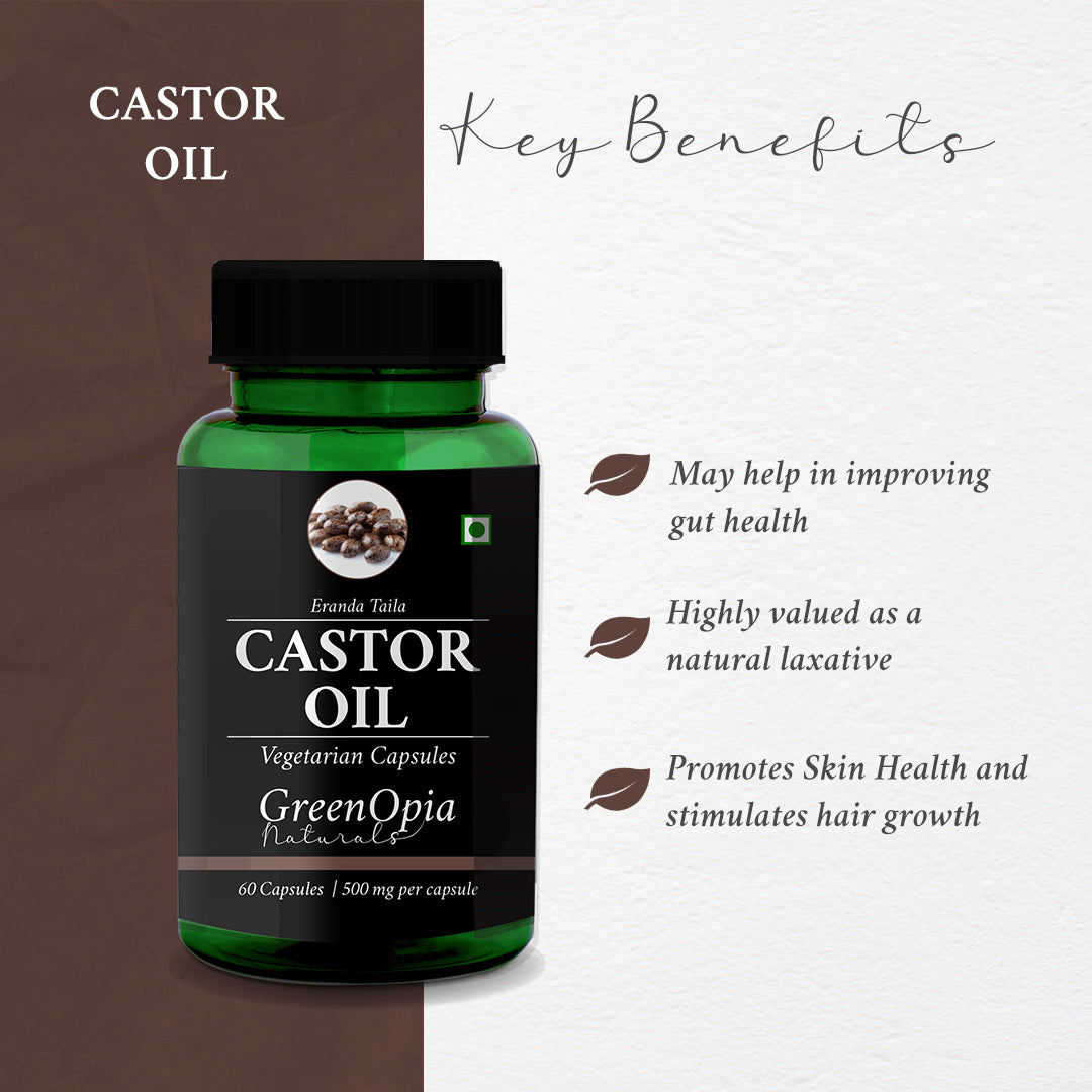 Castor Oil Vegetarian Capsules for Constipation Relief