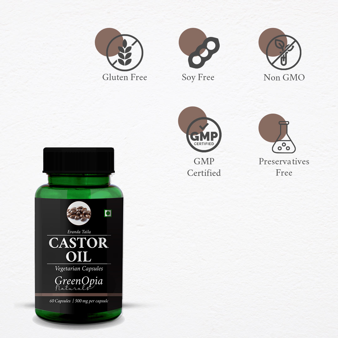 Castor Oil Vegetarian Capsules for Constipation Relief