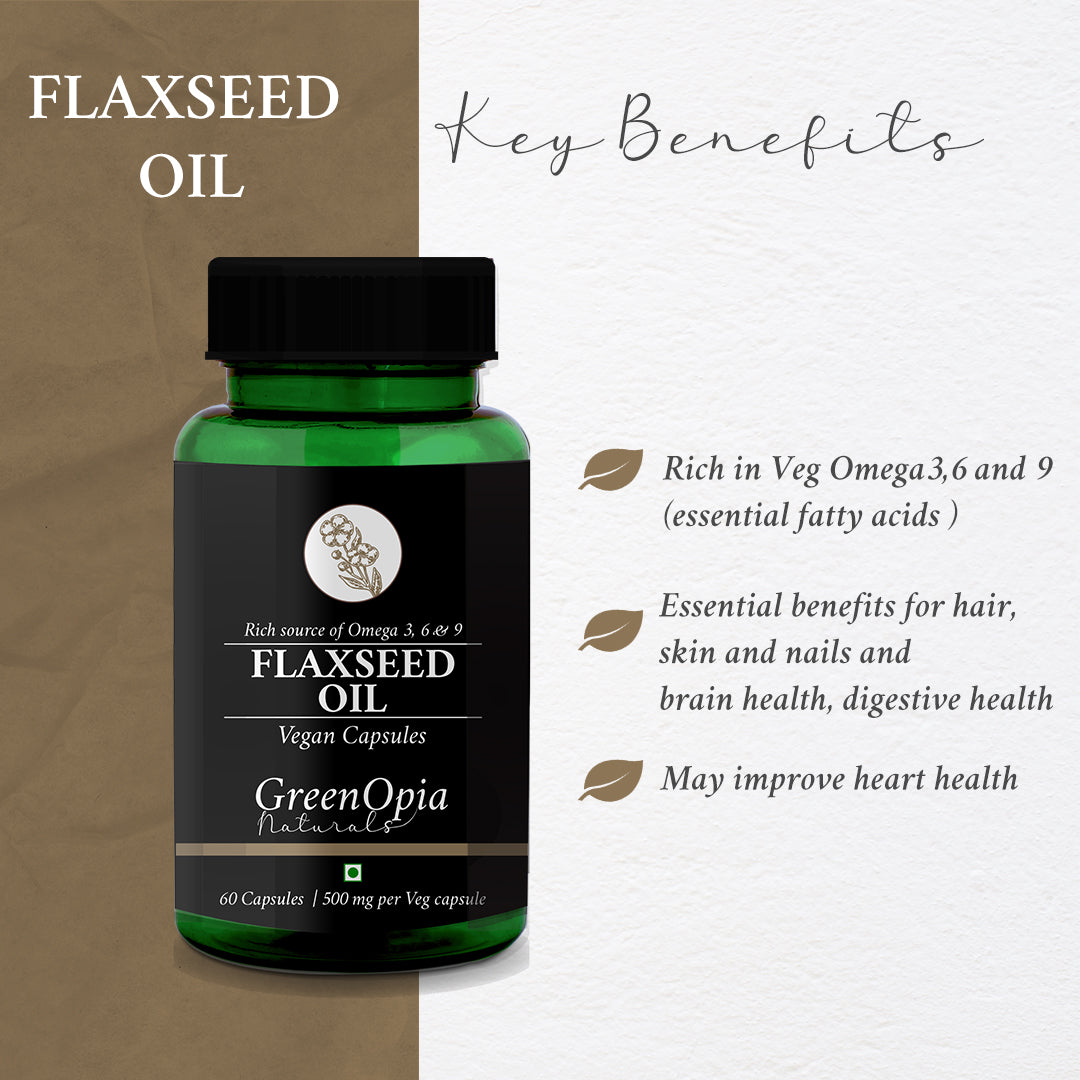Flax Seed Oil Vegetarian Capsules | Omega 3, 6 &amp; 9