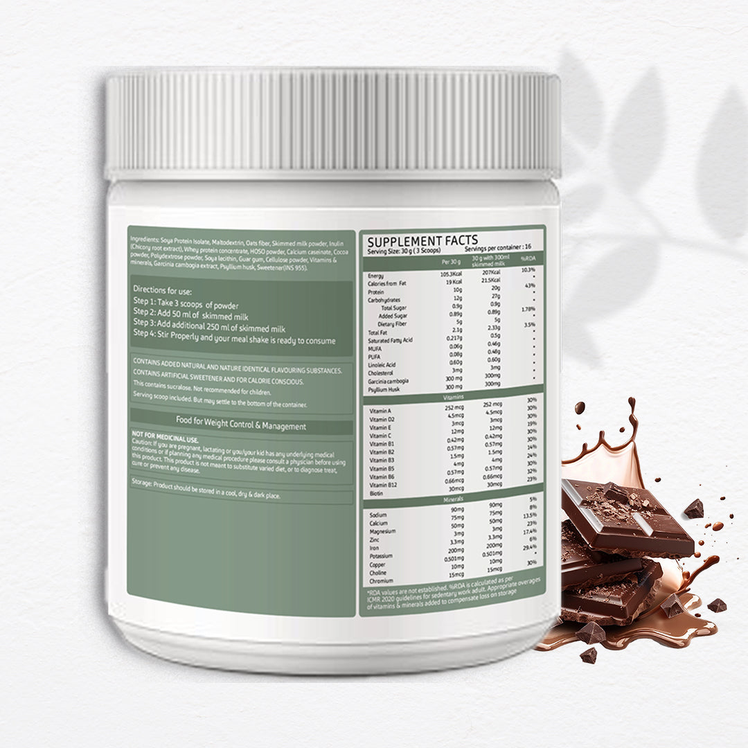 Nutritional Meal Replacement Shake | Weight Management | 20g Protein, 5g Fiber, 207 Calories, 500grams