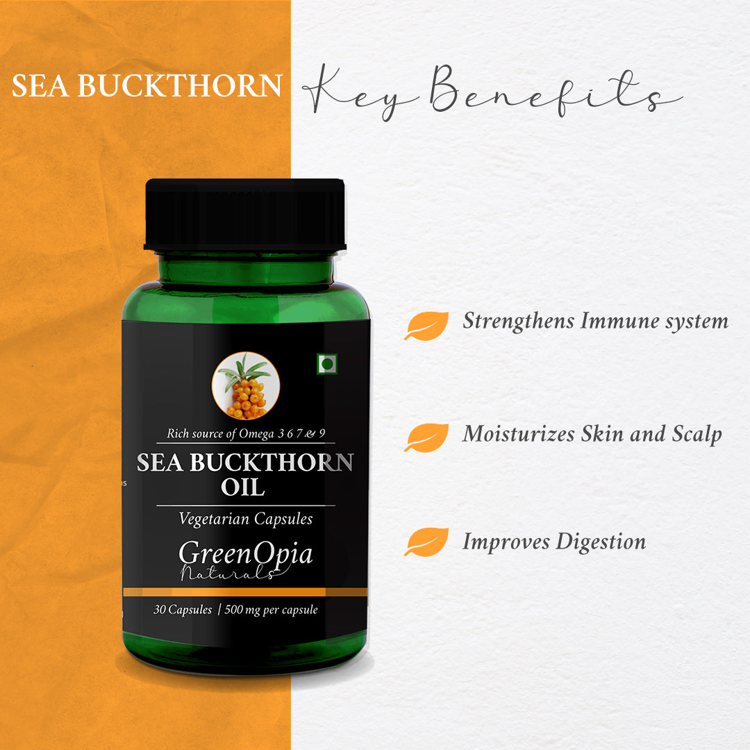 Sea Buckthorn Oil Vegan Capsules | Omega 3, 6, 7 &amp; 9