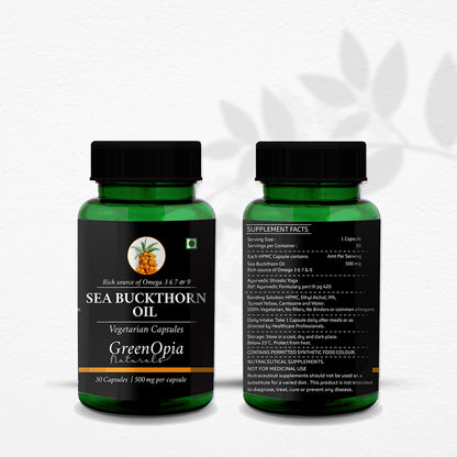 Sea Buckthorn Oil Vegan Capsules | Omega 3, 6, 7 &amp; 9